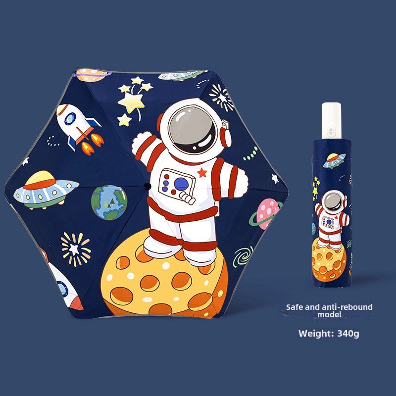 Kids Safety Anti-Rebound Folding Umbrella Cartoon Design Full Automatic Portable Dual-Use for Boys and Girls|Children's Umbrellas