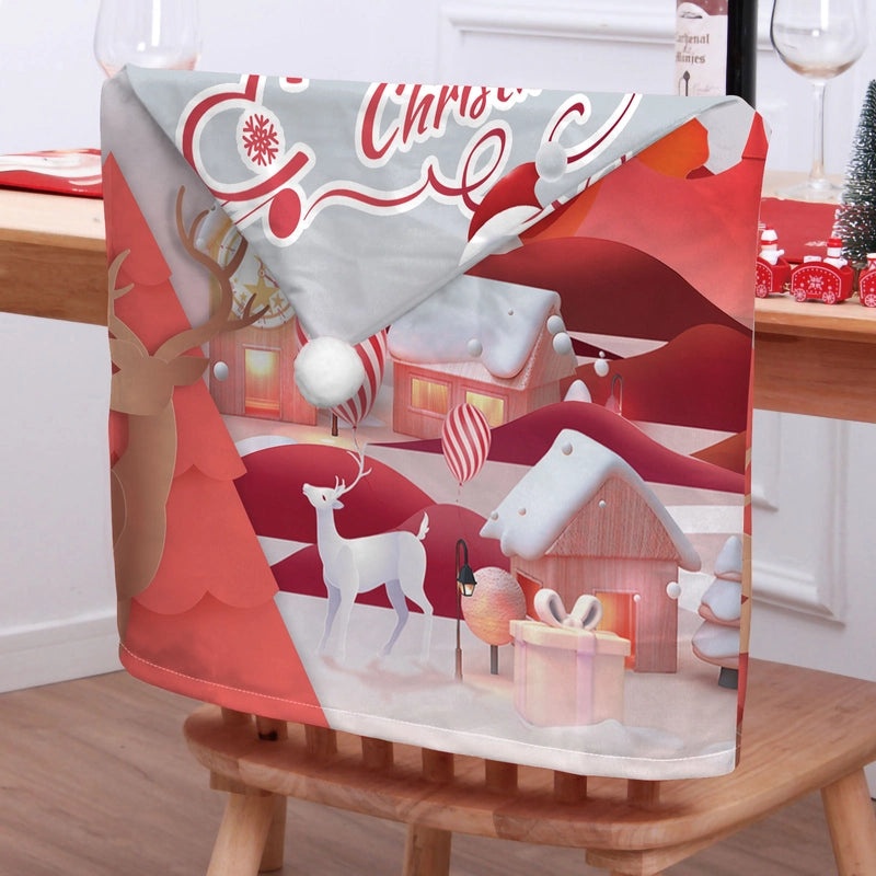 Christmas Animal Santa Chair Cover Polyester Holiday Party Decor|Holiday Party Supplies