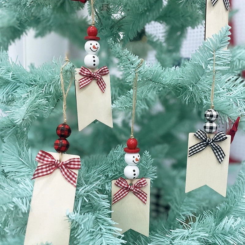 Nordic Christmas Snowman Bow Knot Wooden Hanging Ornament for Festival Party Decoration|Home Decor Ornaments