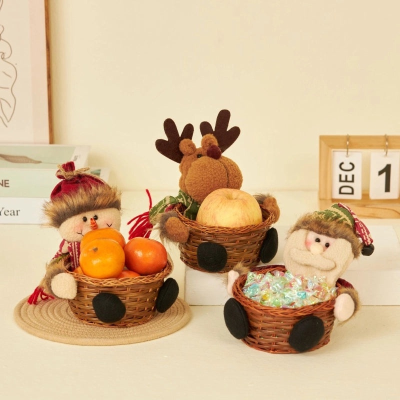 Festive Christmas Doll Candy Basket for Party Decorations|Holiday Party Supplies