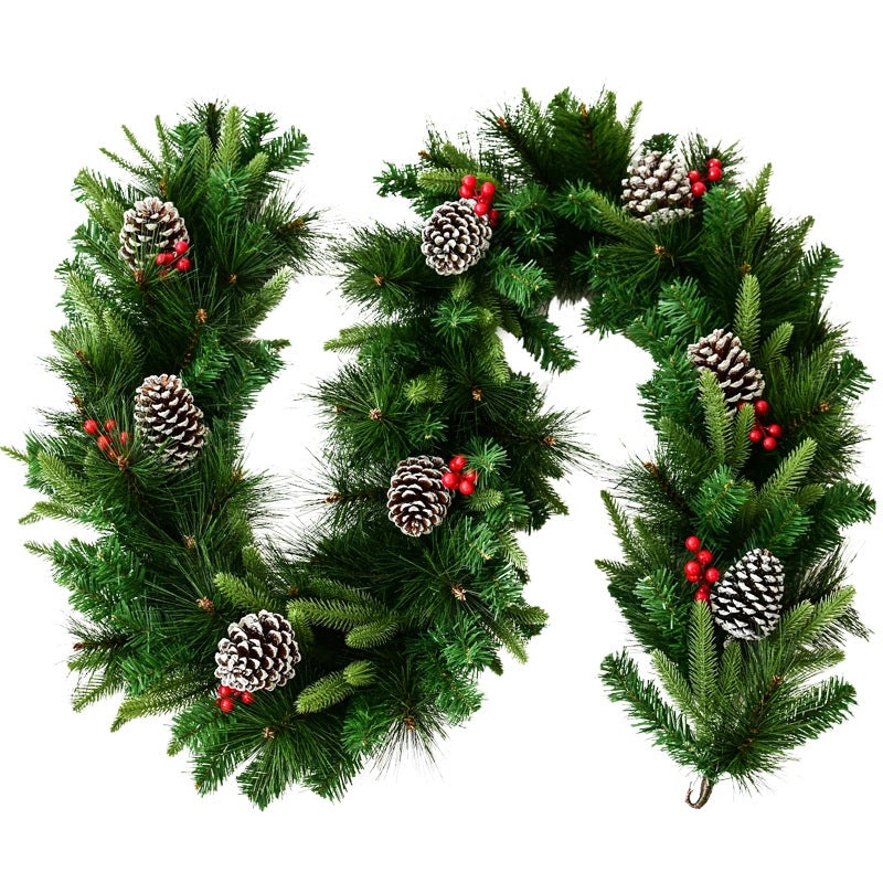 Christmas Rattan Decoration with Pine Cones and Red Berries | Holiday Home Decor
