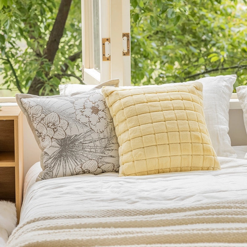 Embroidered Soft Plush Sofa Pillowcase Modern Minimalist Bedside Cushion Lumbar Support|Home Decor Pillows