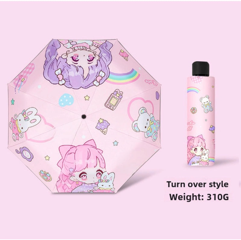 Kids Safety Anti-Rebound Folding Umbrella Cartoon Design Full Automatic Portable Dual-Use for Boys and Girls|Children's Umbrellas