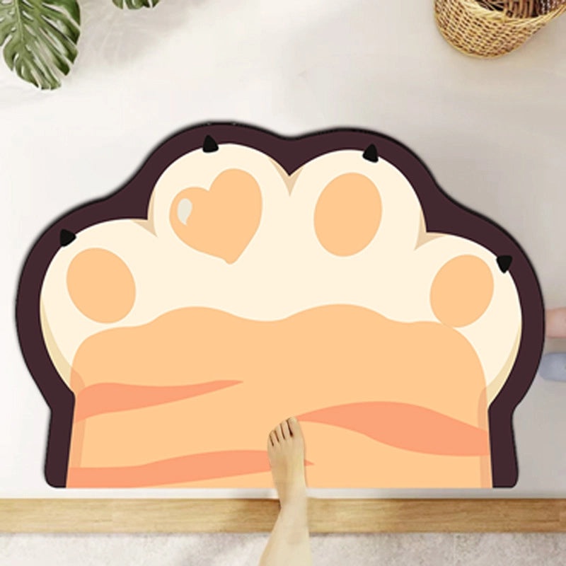 Absorbent Diatom Mud Bathroom Mat Non-slip Soft Floor Mat Toilet Door Rug Cute Cat Claw Design|Home & Living Bath Rugs