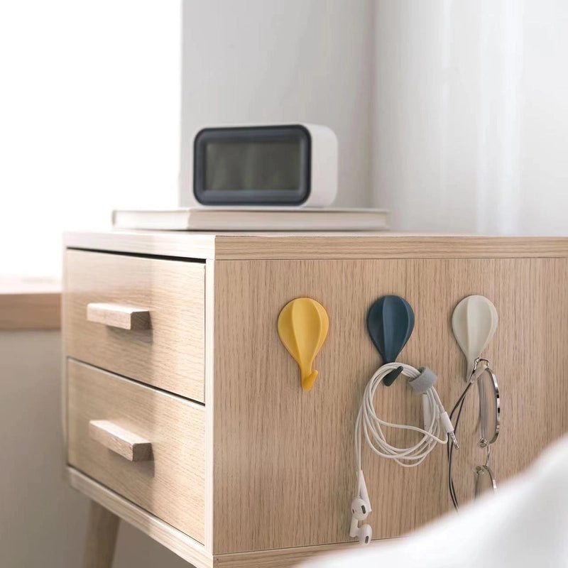 Simple Solid Color Plastic Hooks for Home Organization | Household Storage Accessories