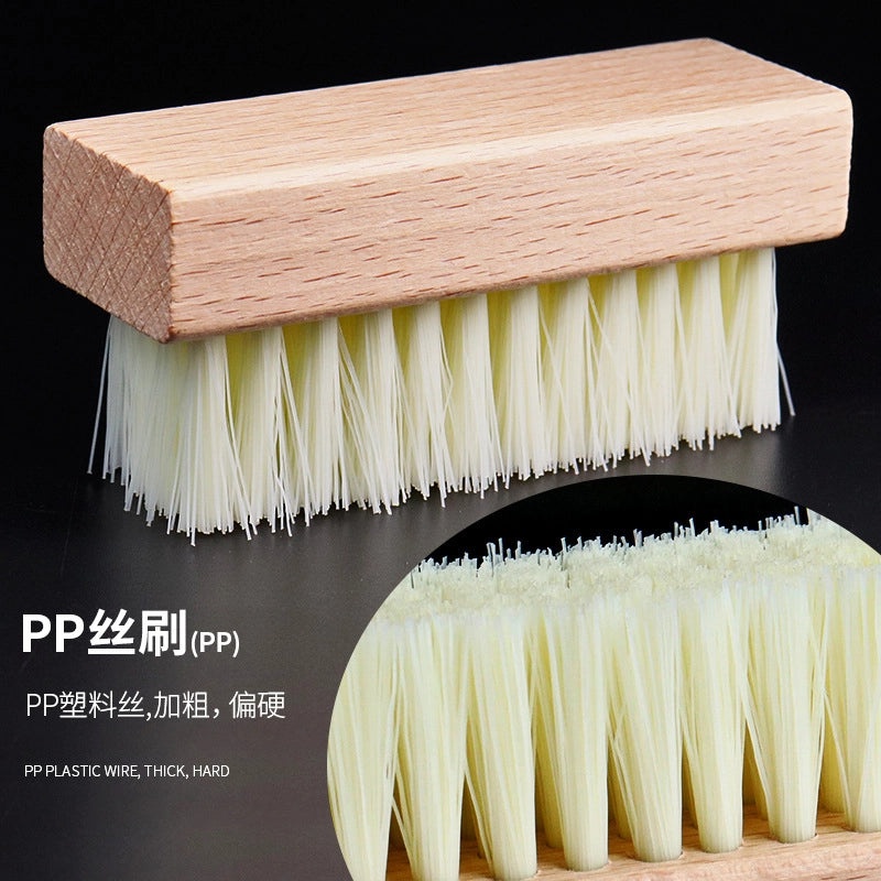 Wooden Handle Shoe Brush with Beech Wood and Horsehair for Leather and Suede Polishing | Shoe Care & Cleaning Tools