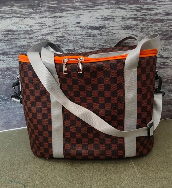 Stylish Rabbit Floral Leopard Print Canvas Picnic Tote with Aluminum Foil Lining|Outdoor & Picnic Bags