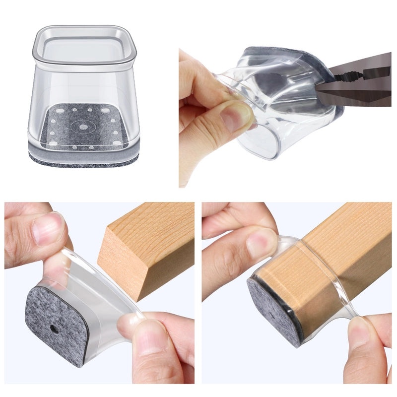 Thickened Anti-slip Square Chair Leg Covers Protective Foot Pads for Tables and Stools Universal Silent Mat|Furniture Accessories