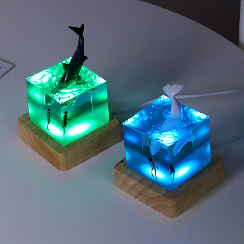 Minimalist Whale Resin LED Night Light for Daily Holiday Decor|Home Decor & Lighting