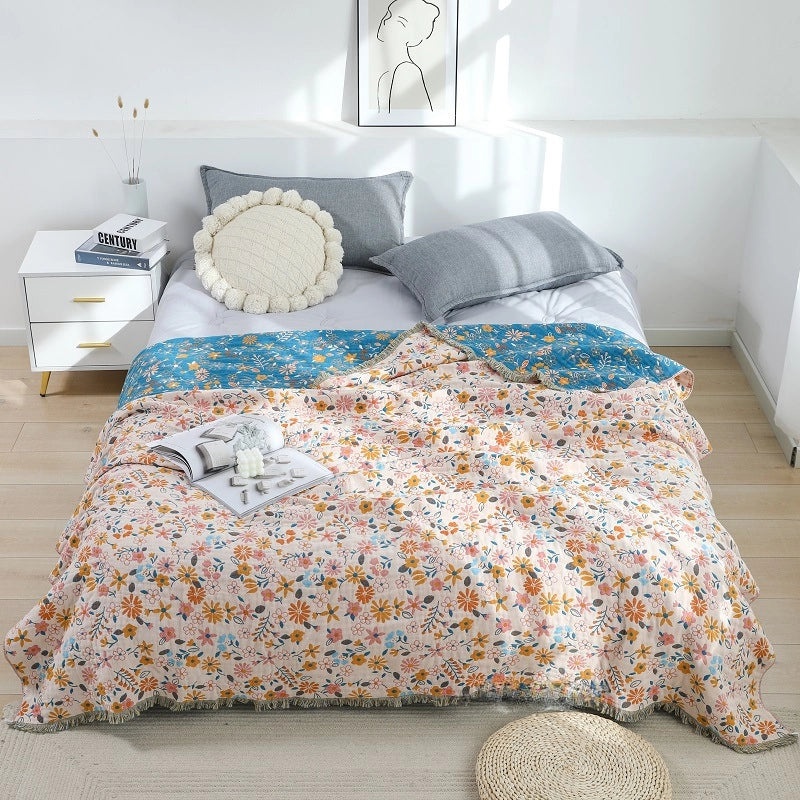 Summer Lightweight Cotton Gauze Quilt Breathable Towel Blanket for Adults|Home Textiles Bedding