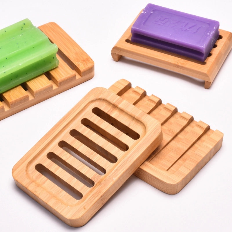 Bamboo Soap Dish with Drainage for Bathroom Hotel Use Simple Wooden Soap Tray Household Eco-friendly Design|Home & Kitchen > Bath > Bath Accessor
