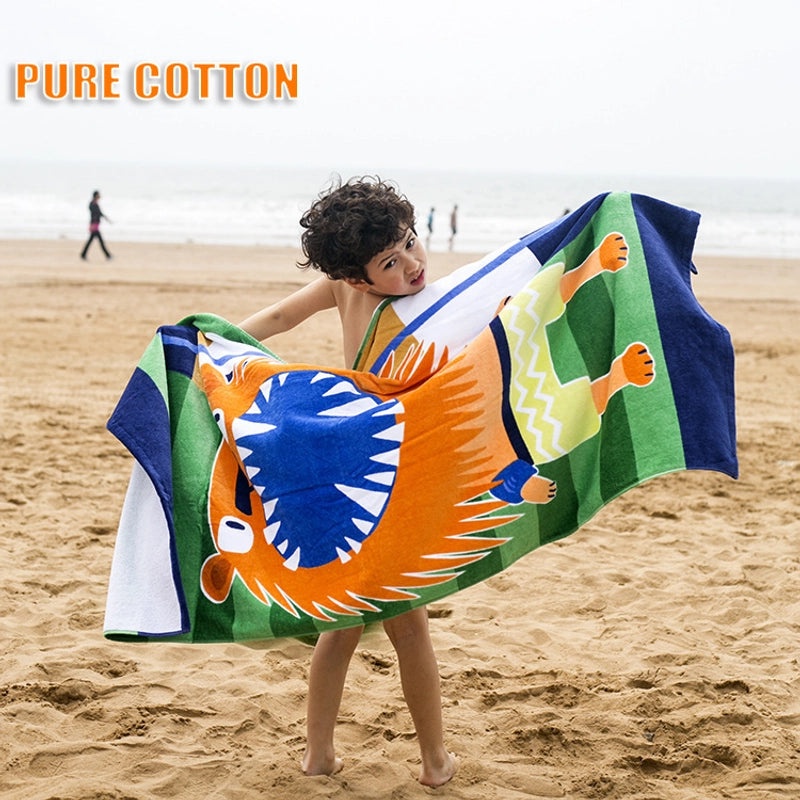 Cartoon Printed Thickened Pure Cotton Large Bath Towel for Adults and Kids | Bath Towels & Beach Towels