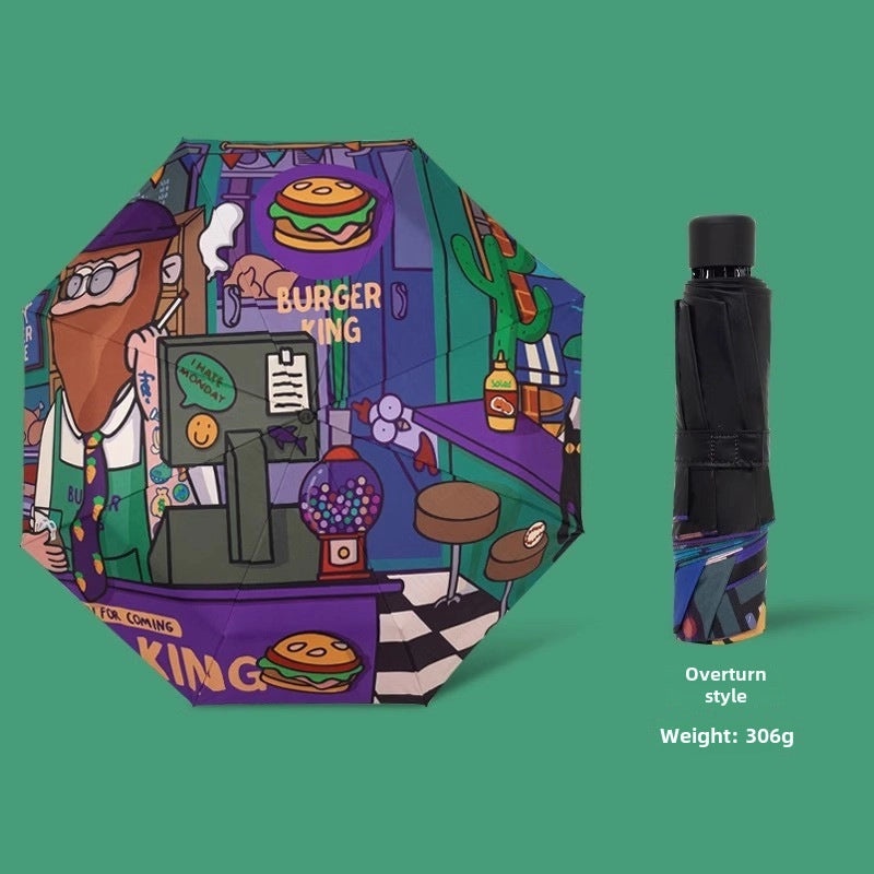 Dual-use Automatic Folding Umbrella for Women | Sun & Rain Protection UV Shield | Portable High-Grade Black Coating | Umbrellas