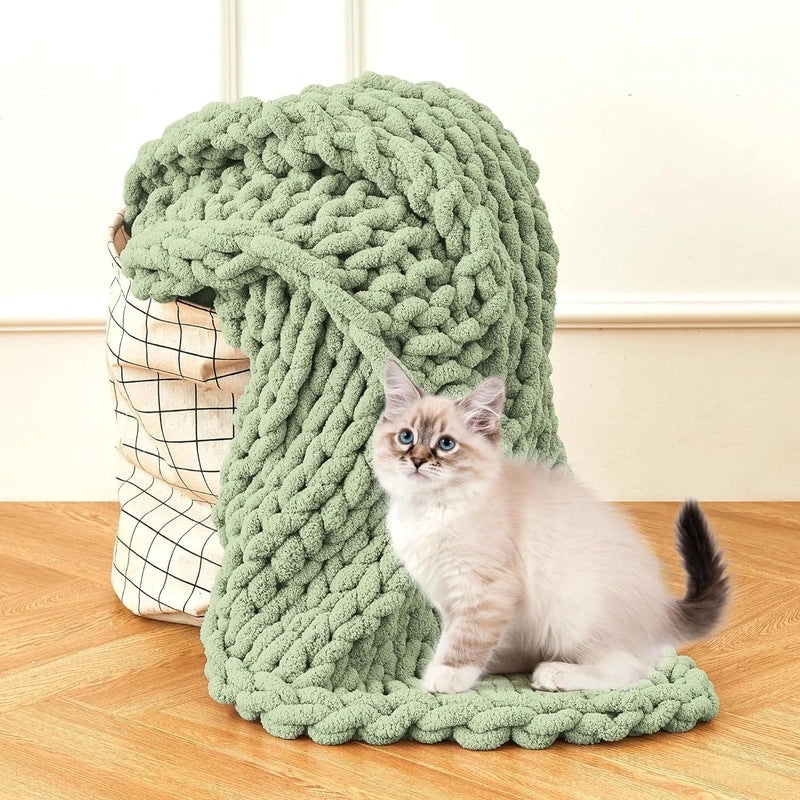 Half Velvet Wool Blanket Hand-Woven Nordic Sofa Throw Coarse Knitted Blanket | Home Textiles & Blankets