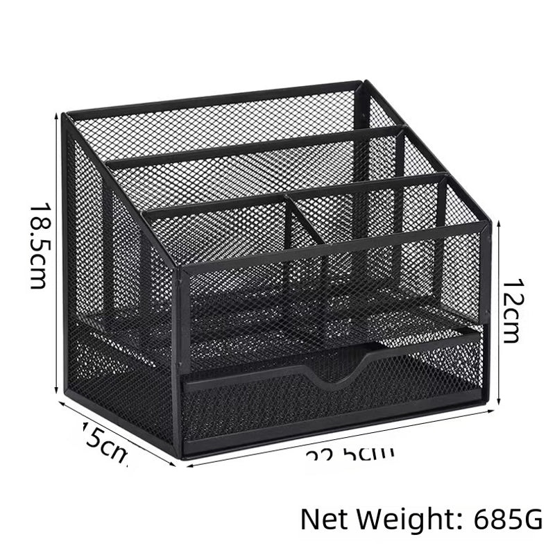 Creative Metal Pen Holder Hollow Desktop Organizer Stationery Storage Box | Office Supplies