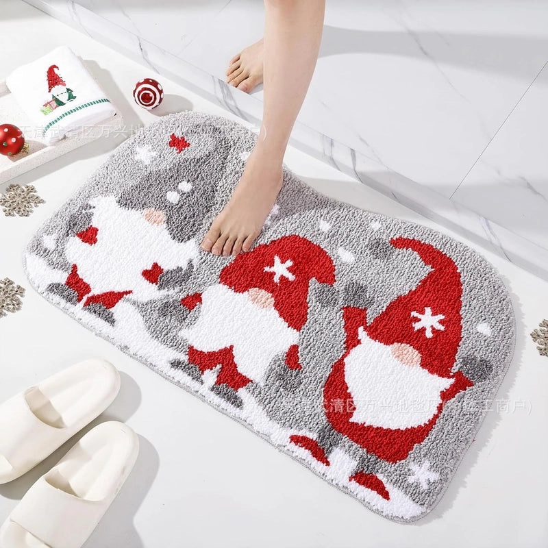 Festive Santa & Reindeer Cashmere-Feel Carpet Bedding for Christmas Vacation|Home Decor Bedding