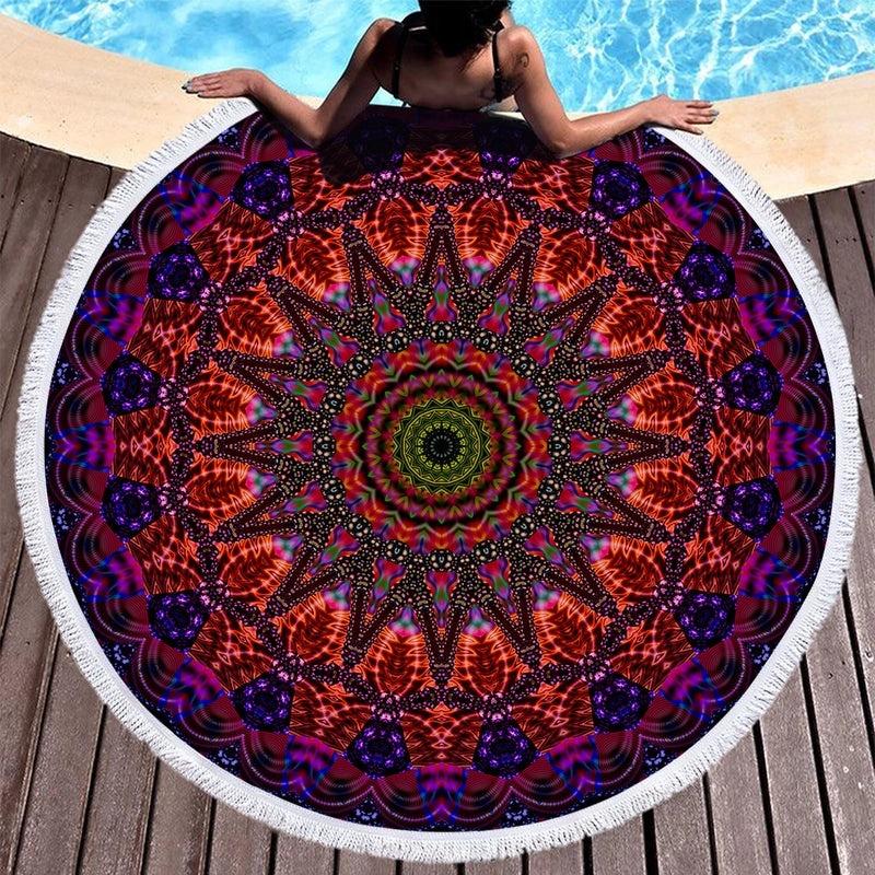 Ethnic Geometric Pattern Lightweight Microfiber Beach Towel for Casual Outdoor Use|Beach Towels