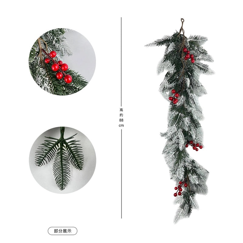 Christmas Snowflake Pine Cone Rattan Garland Hanging Door and Wall Decoration | Christmas Home Decor
