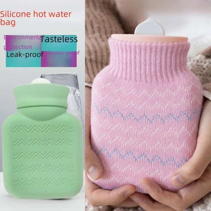 Cartoon Silicone Hot Water Bag Plush Mini Hand Warmer Explosion-Proof Cute Warm Handbag|Home & Kitchen Accessories