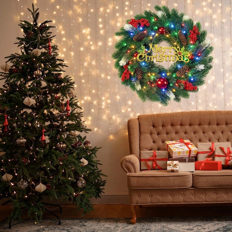 Christmas Wreath Door Hanging Christmas Decoration Holiday Pendant Window Props Festive Home Decor|Holiday Decorations