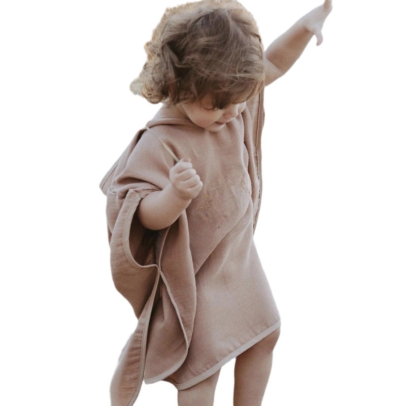 Cotton Hooded Baby Bath Towel Lightweight Gauze Bathrobe Four Seasons Absorbent Swimming Shawl for Kids|Baby & Kids Bath Accessories