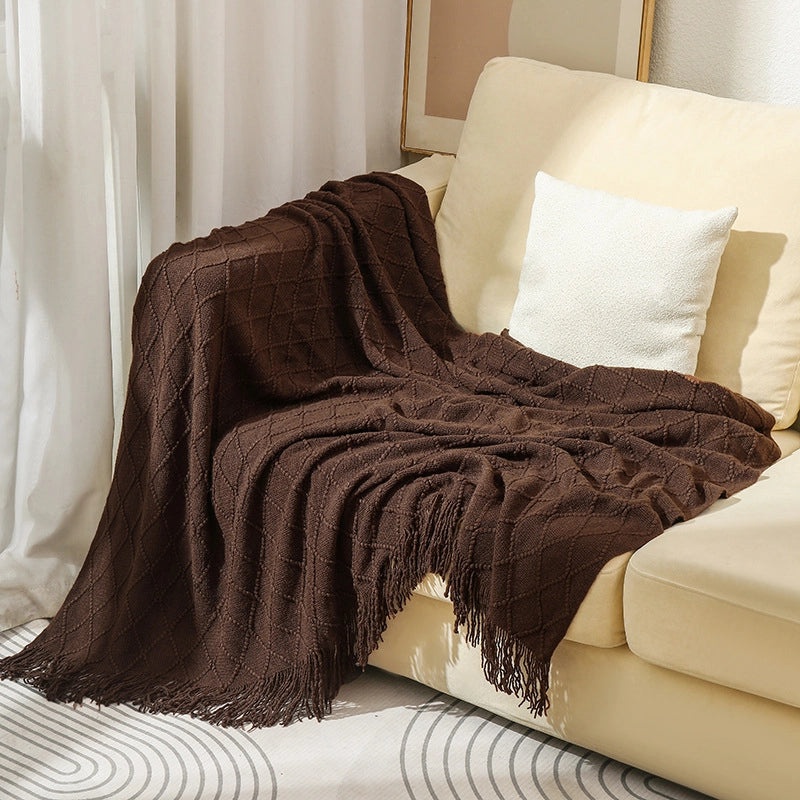 Cozy Solid Color Acrylic Fiber Blanket for Home | Bedding & Blankets