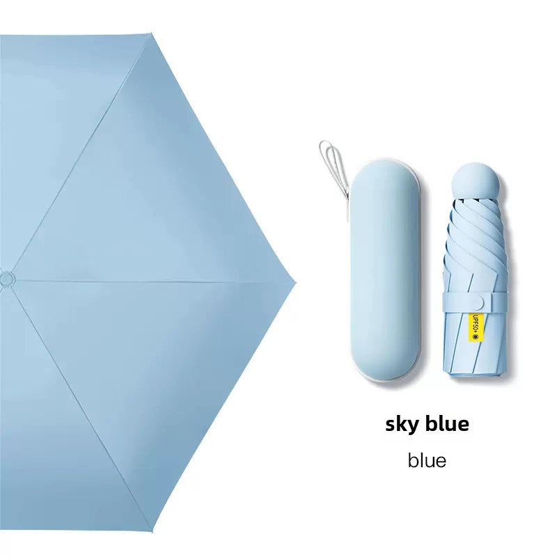 60% Foldable Sun Umbrella Women’s UV Protection Compact Portable Sunscreen Rainproof Dual-Use Mini Card Pocket|Umbrellas & Sun Protection
