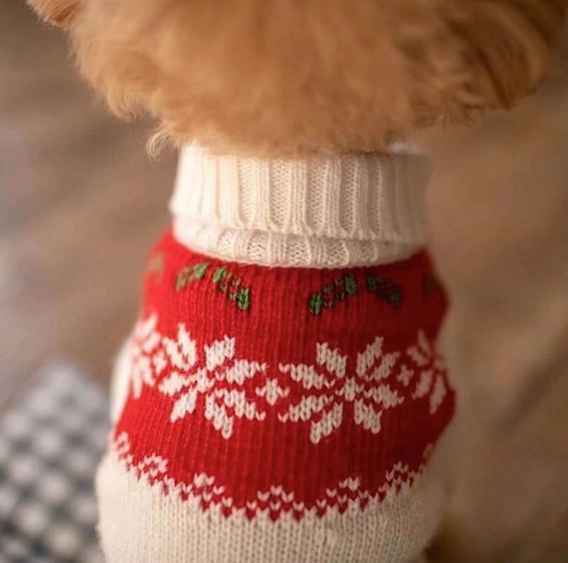Cozy Christmas Color Block Pet Sweater with Soft Core Spun Yarn|Pet Clothing