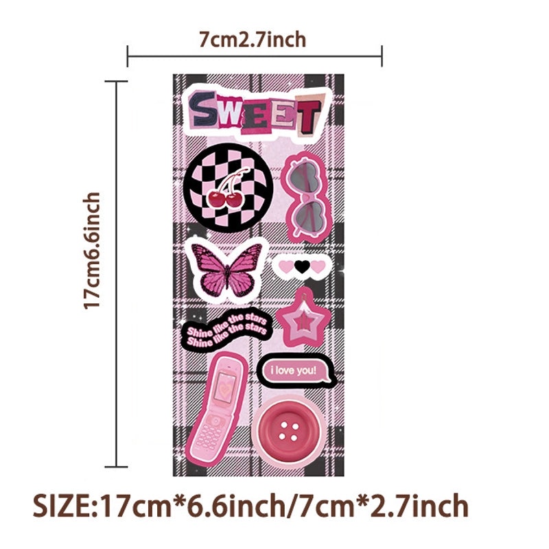 Star Cherry Butterfly Cute PET Stickers Set for Learning and Decoration|Home & Office Supplies