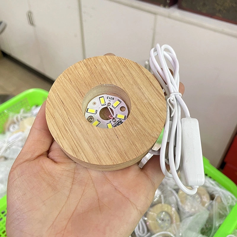 LED Crystal Ball with Wooden Stump Base USB Night Light for Desktop Decoration|Home Decor & Lighting