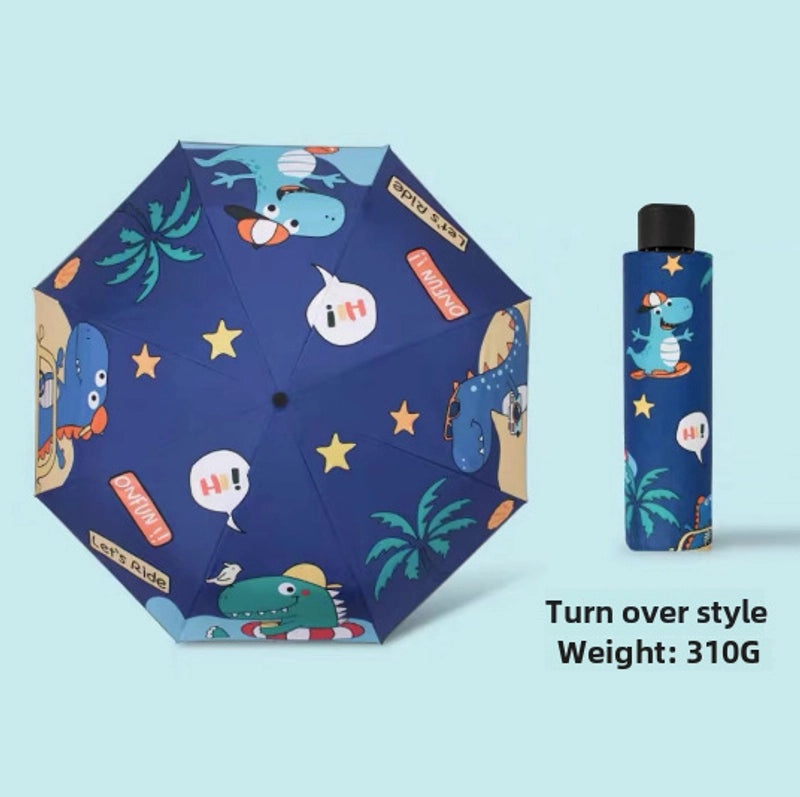 Kids Safety Anti-Rebound Folding Umbrella Cartoon Design Full Automatic Portable Dual-Use for Boys and Girls|Children's Umbrellas