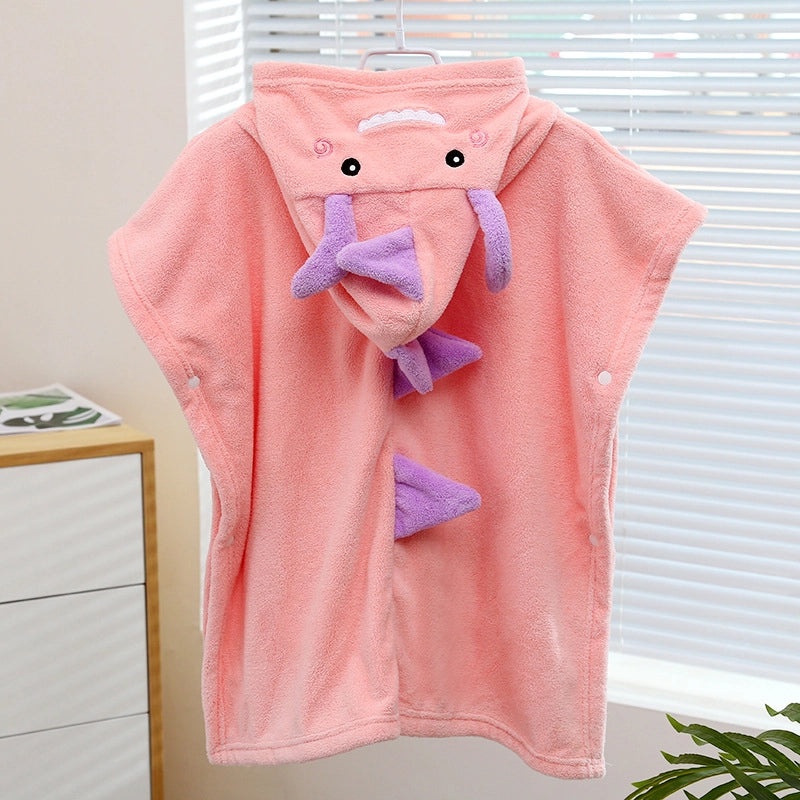 Kids Hooded Dinosaur Bath Towel Soft Absorbent Baby Bathrobe Cute Wearable Cape|Baby & Kids Bath Accessories