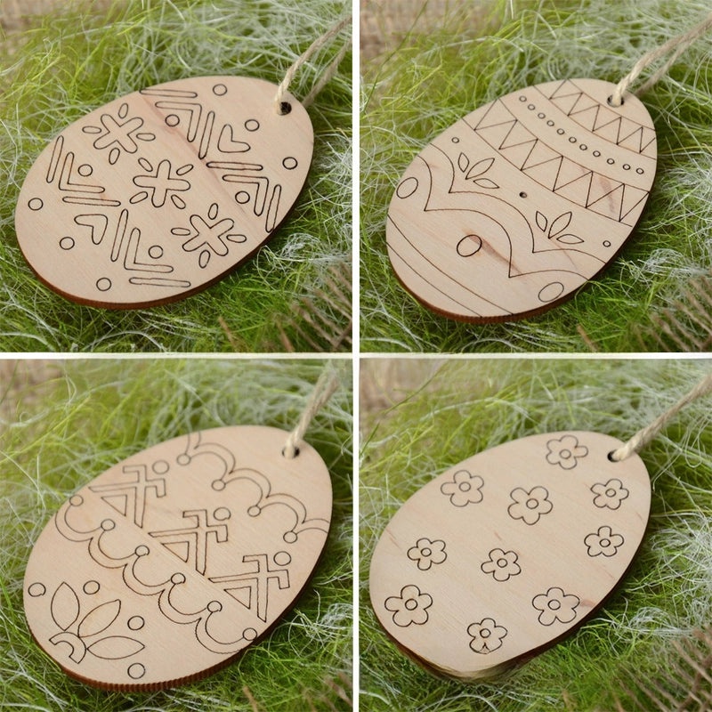 Colorful Wooden Easter Egg Pendant DIY Crafts Decorations for Office and Home | Home Decor & Craft Supplies