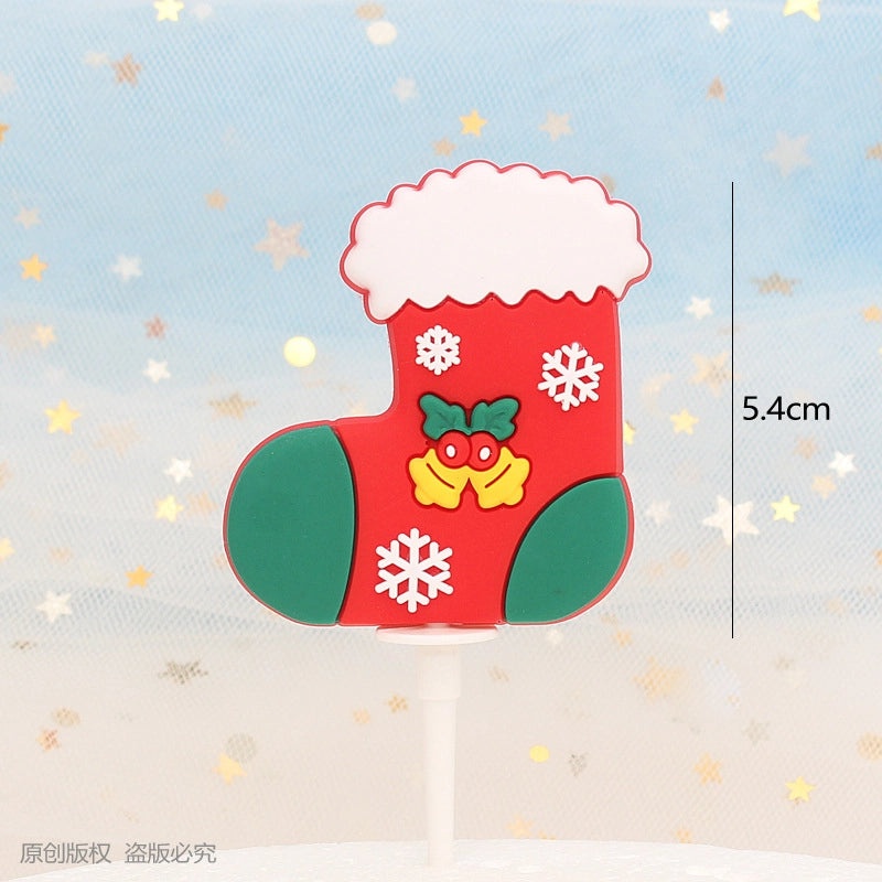 Christmas Cake Decoration Set Soft Glue Plug-in Christmas Tree Santa Snowman Reindeer Holiday Decor|Christmas Cake Decorations
