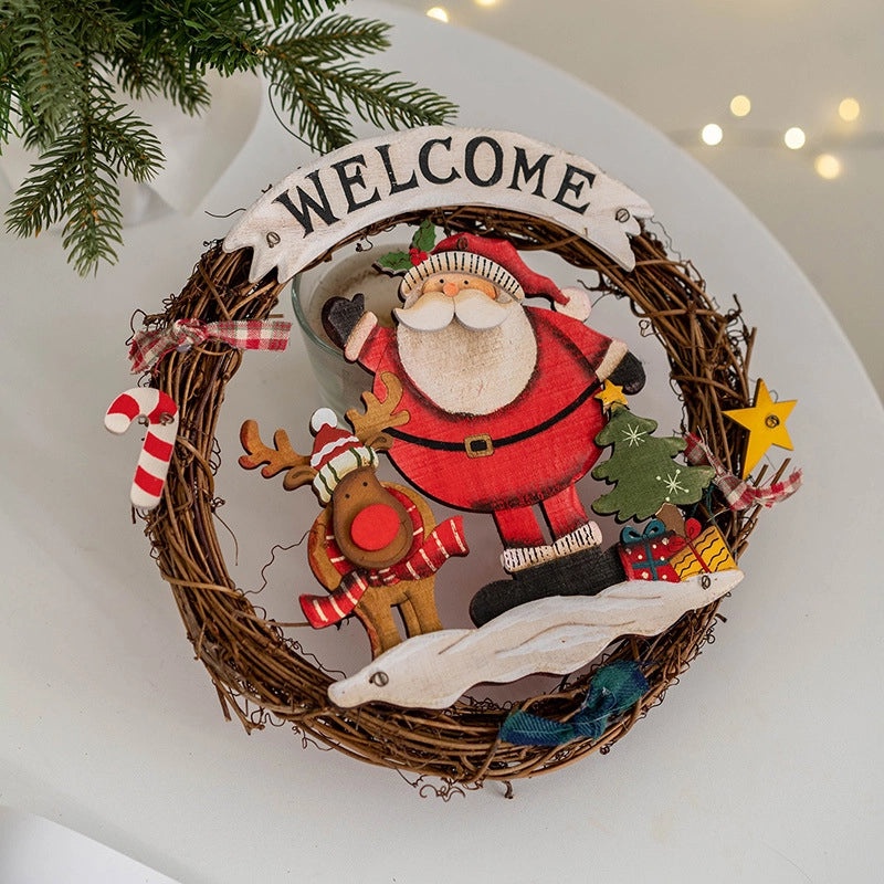 Christmas Cute Santa Claus and Snowman Wooden Hanging Ornaments for Holiday Party Decorations|Christmas Decorations
