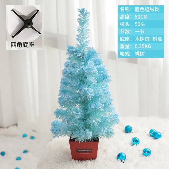 PVC Christmas Tree in Pink Blue Flocking Cedar 60-180cm Desktop Mall Decoration|Holiday Decor