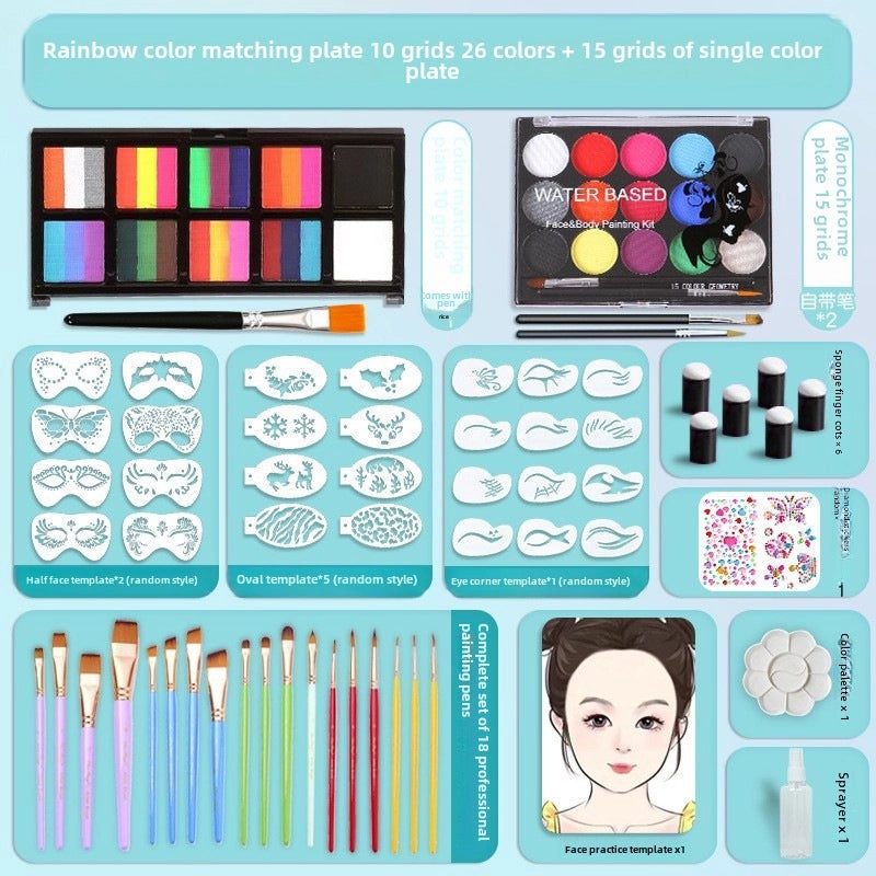 12-Color Face Paint Set for Kids Water-Soluble Safe Halloween Body Makeup|Children's Face Paint & Body Art