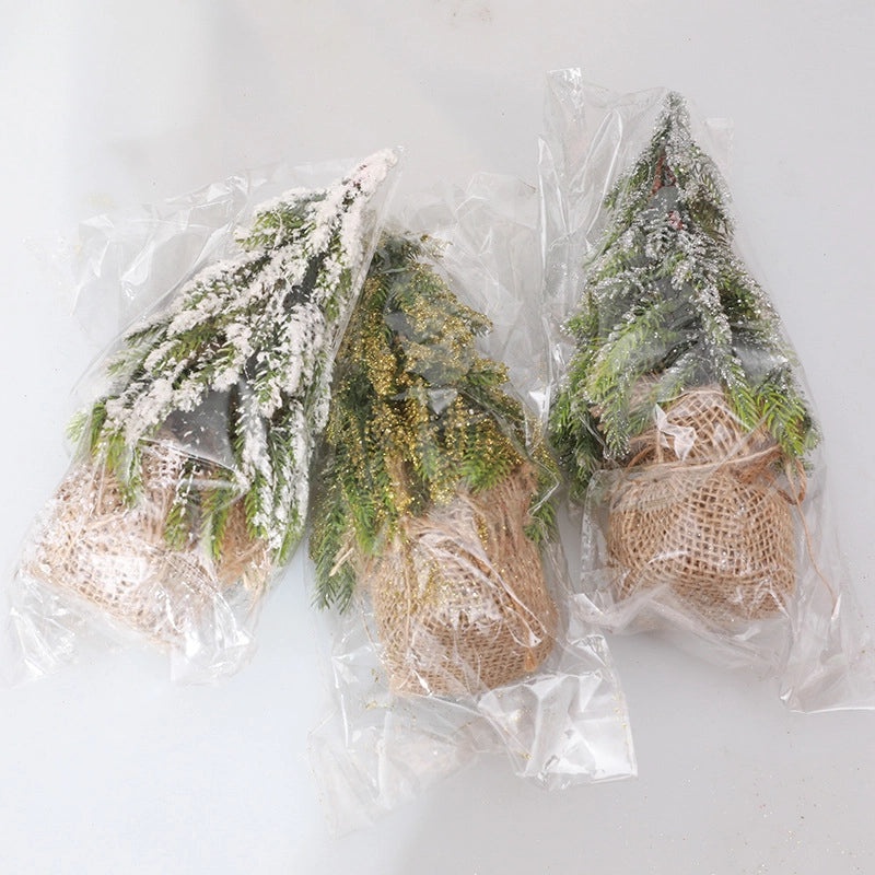 Mini Flocked Christmas Tree Desktop Decor Small Holiday Scene Prop|Home Decor & Seasonal Decorations