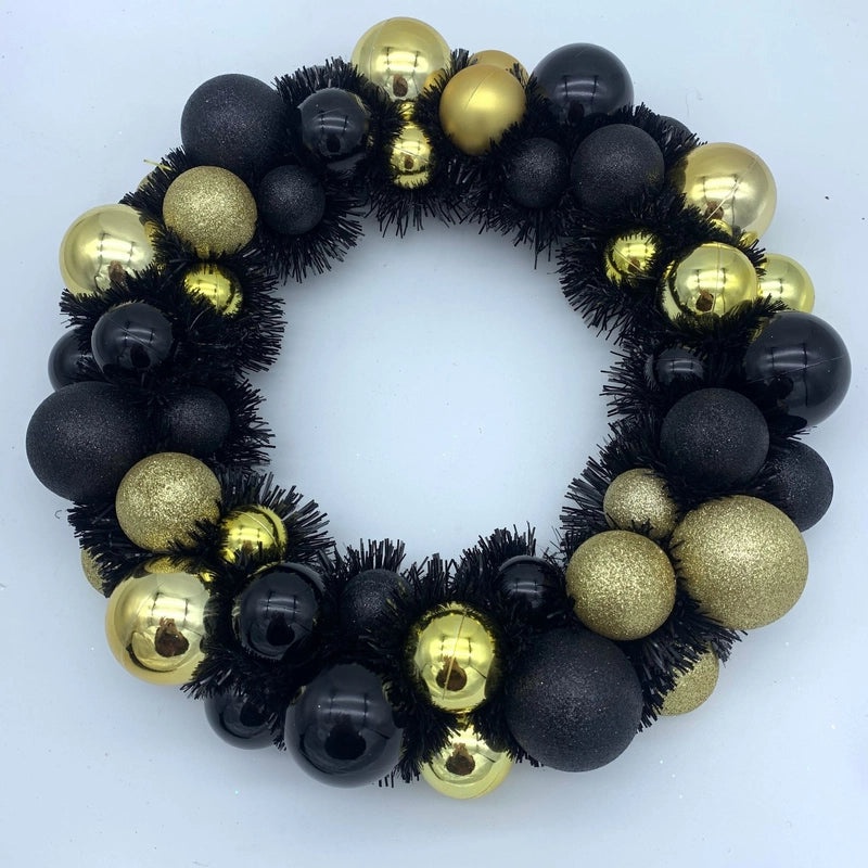 Black Gold Christmas Ball Garland Door Hanging Decorations 66PCS|Holiday Decorations