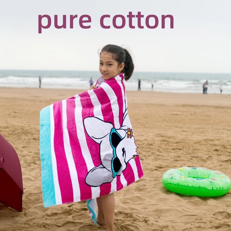 Cartoon Printed Thickened Pure Cotton Large Bath Towel for Adults and Kids | Bath Towels & Beach Towels