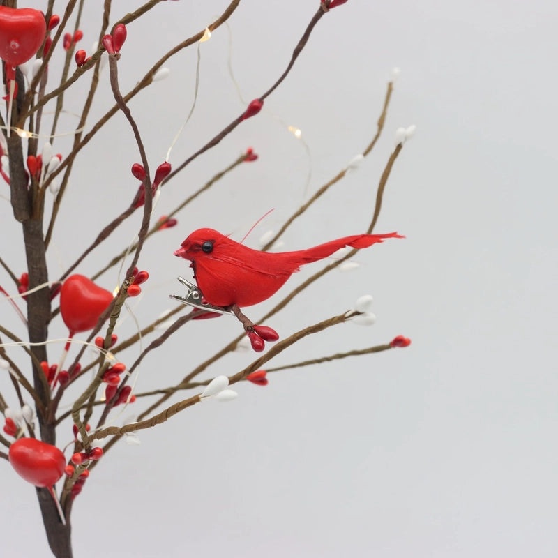 Red Bird Christmas Tree Clip 6cm Mini Simulation Garland Decoration with Feet|Holiday Ornaments