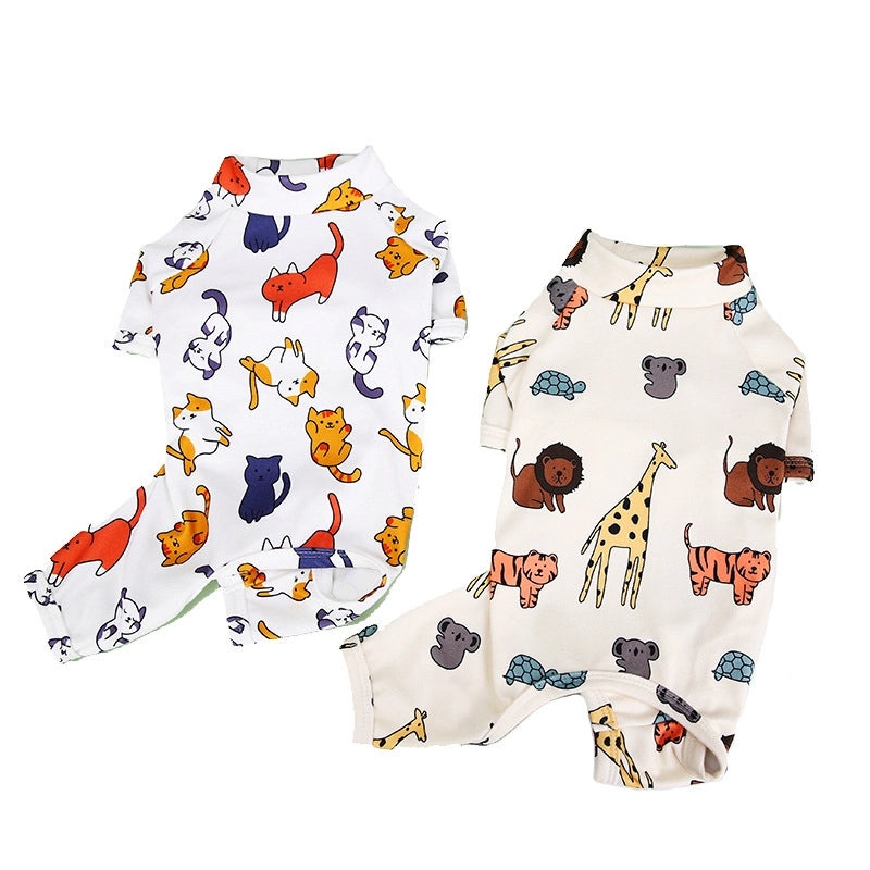 Spring Summer Pet Apparel Cute Printed Tiger Four-Legged Dog Cat Home Clothes Small Medium Puppy Wear|宠物服装
