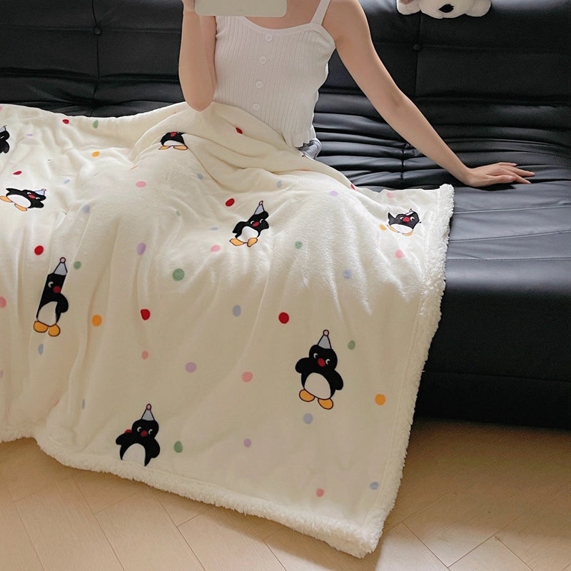 Halloween Cute Animal Pumpkin Fleece Blanket Cozy Bedding Throw for Fall|Home & Living Bedding
