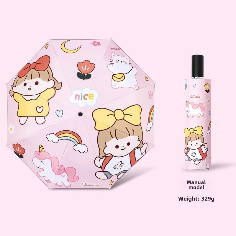 Kids Safety Anti-Rebound Folding Umbrella Cartoon Design Full Automatic Portable Dual-Use for Boys and Girls|Children's Umbrellas