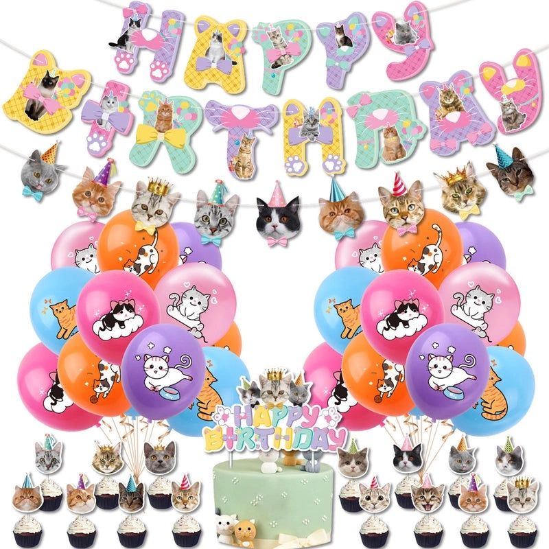 Cute Cat Holiday Party Emulsion Balloons | Party Supplies