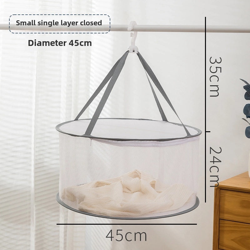 Windproof Foldable Clothes Basket with Three-Layer Sweater and Tile Drying Net | Home Storage & Organization