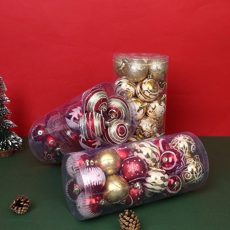 Creative 24-Piece 6cm Painted Transparent Christmas Ball Ornaments for Window Decoration|Christmas Decorations