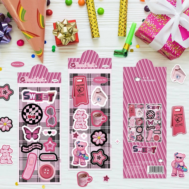 Star Cherry Butterfly Cute PET Stickers Set for Learning and Decoration|Home & Office Supplies