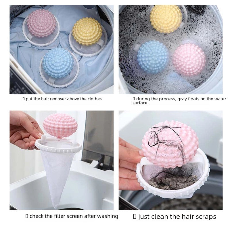 Washing Machine Hair Remover Filter Net Bag Two-in-One Floating Hair Catcher Laundry Cleaning Ball | Laundry Accessories