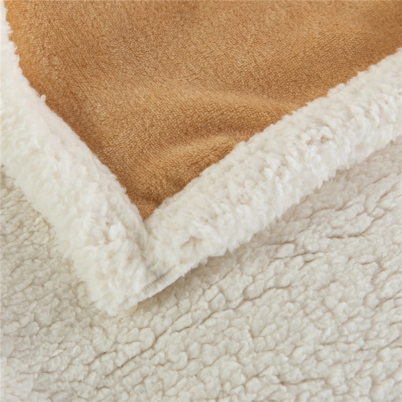 Double-layer Soft Lamb Fleece Blanket Thick Warm Solid Color Cozy Throw|Home Textiles & Bedding
